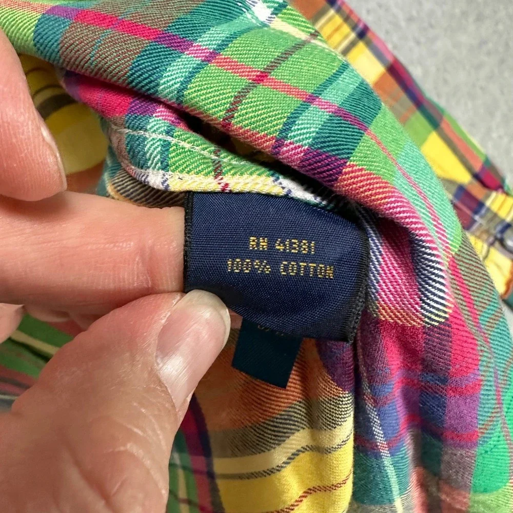 Polo Ralph Lauren Custom Fit Plaid Long Sleeve Shirt Men's Size M Multi Color